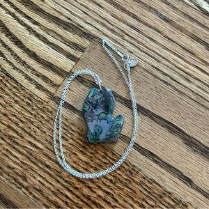 Rebel Nell Joe Louis Arena graffiti paint Michigan silver necklace EUC